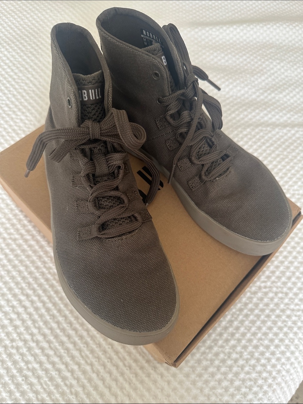 NOBULL Men’s High-Top Sneakers — Olive Green, Size 7.5